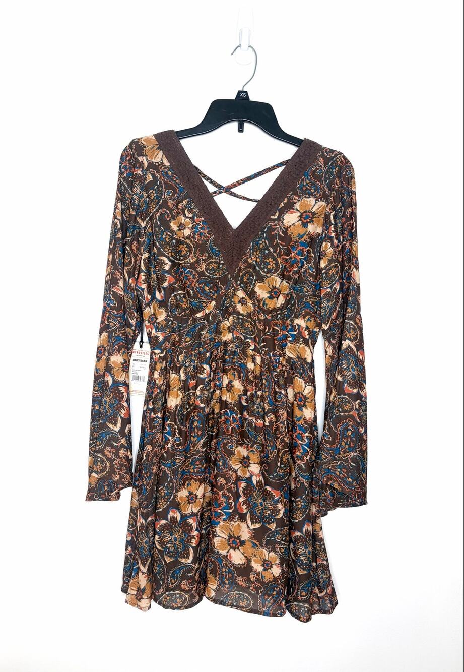 Idyllwind by Miranda Lambert Floral Mini Dress XS Choc Brown Cowgirl Country NWT